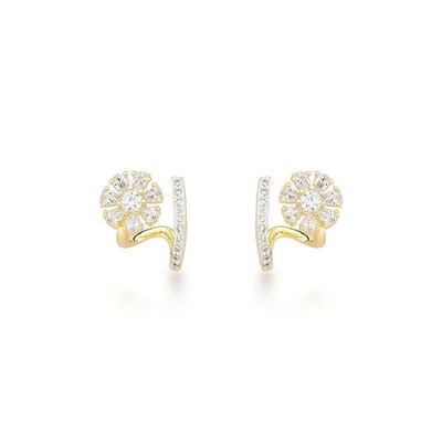 Brincos Flor De Zircônia Banhados Em Ouro 18k - Delicadeza E Brilho