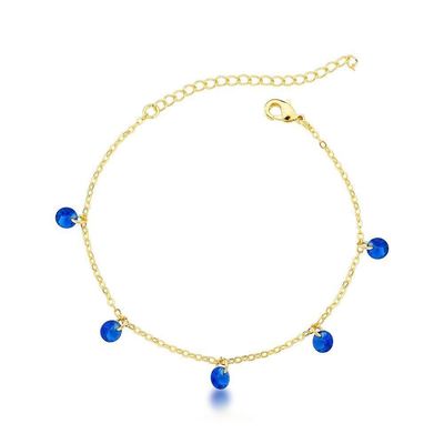 Pulseira Minimalista Pontos De Luz Azul Banhada A Ouro 18k