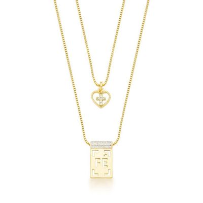 Colar Escapulário Fé Duplo Banhado A Ouro 18k