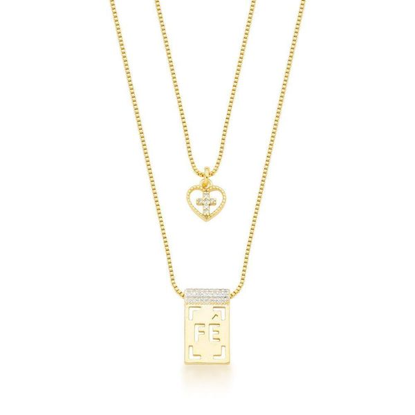 Colar Escapulário Fé Duplo Banhado A Ouro 18k