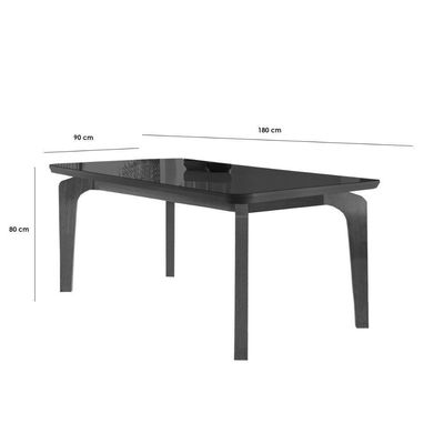 Mesa Para Cozinha Londrina C-tampo Madeirado Vidro Canto Curvo 180x90cm Grafite-imbuia-vidro Grafite - Rufato