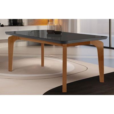 Mesa Para Cozinha Londrina C-tampo Madeirado Vidro Canto Curvo 180x90cm Grafite-imbuia-vidro Grafite - Rufato