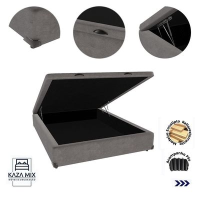 Cama Box Baú Viúvo 128x188 Cinza