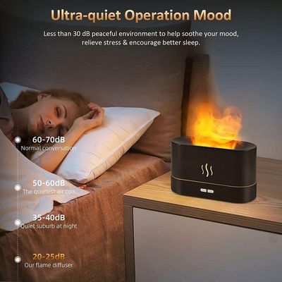 2 Em 1 Umidificador Difusor De Óleo Essencial Com Luz De Chama Noturna Preto