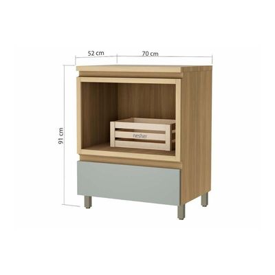 Balcão Cozinha P- Cooktop C- Tampo Rainha C- 1 Porta E 1 Nicho Forno 70 Cm Nature-verde - Nesher