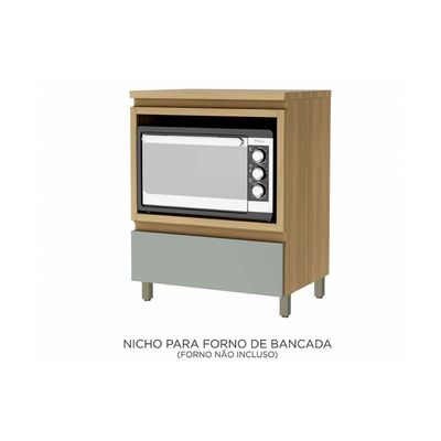 Balcão Cozinha P- Cooktop C- Tampo Rainha C- 1 Porta E 1 Nicho Forno 70 Cm Nature-verde - Nesher