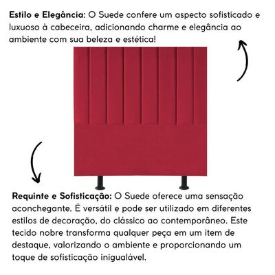 Cabeceira Estofada Cama Casal Box 140 Cm Sara Suede E Frame Cor:vermelho