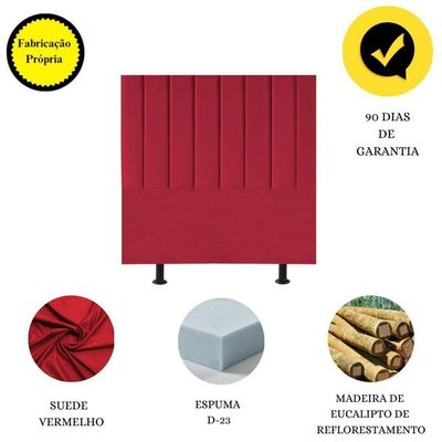 Cabeceira Estofada Cama Casal Box 140 Cm Sara Suede E Frame Cor:vermelho
