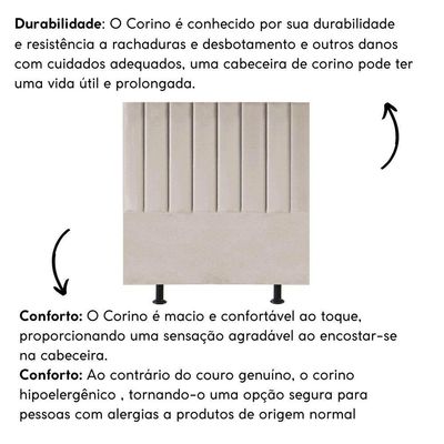 Cabeceira Cama Casal Queen Size 160 Cm Sara Corino E Frame Cor:bege