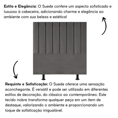 Cabeceira Estofada Cama King 195 Cm Sara Suede E Frame Cor:cinza
