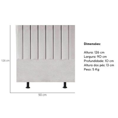 Cabeceira Estofada Cama Solteiro 90 Cm Luísa Suede E Frame Cor:cinza Claro