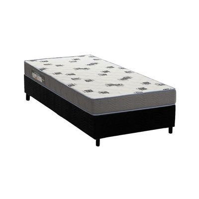 Conjunto Box Solteiro Colchão Espuma Ortobom D33 Light Saúde + Base Crc Suede Black 88x188