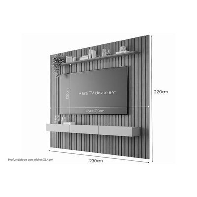 Home P/tv Até 75 Pol Maragogi C/bancada E Prateleira Ripado 230x220cm Nature/off White - Permóbili