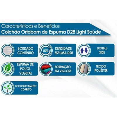 Colchão Solteiro Espuma D28 Light Saúde (88x188x16) Ortobom