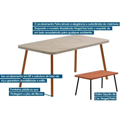 Mesa Para Cozinha Stellar 1597 Aço C-tampo Madeirado 160x90cm Nogal-preto - Carraro