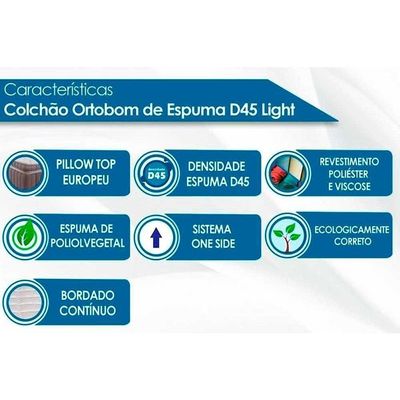 Colchão Solteiro Espuma D45 Light (78x188x20) Ortobom