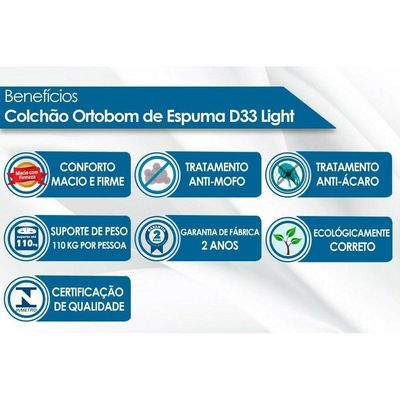 Colchão Queen Espuma D33 Light Saúde (158x198x14) Ortobom