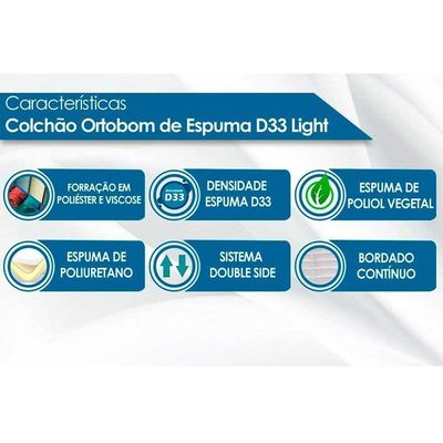 Colchão Casal Espuma D33 Light Saúde (138x188x14) Ortobom