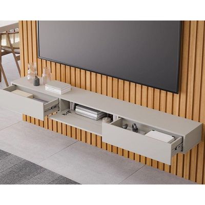 Home P/tv Até 75 Pol Maragogi C/bancada E Prateleira Ripado 230x220cm Cinamomo/off White - Permóbili