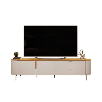Rack Bancada Para Tv Até 75 Pol Celine 100% Mdf Com Pés 241x57cm Off White-off White - Dj Móveis