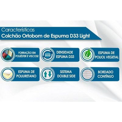 Colchão Solteiro Espuma D33 Light Saúde (78x188x17) Ortobom