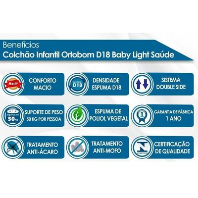 Colchão Infantil D18 Baby Light Saúde (60x130x10) - Ortobom