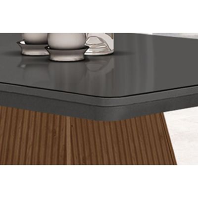 Mesa P- Cozinha Luna C- Tampo 90x90cm Flex Madeirado Vidro Canto Curvo - Imbuia-ripado 3d-off White - Rufato