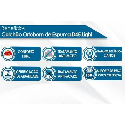 Colchão Casal Espuma D45 Light (138x188x17) Ortobom