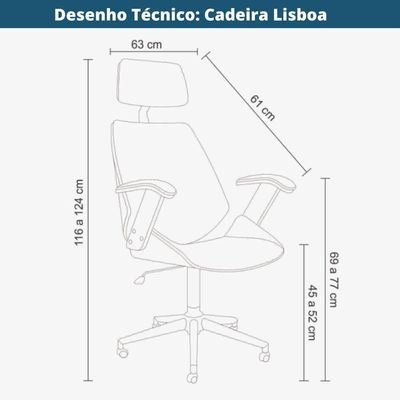 Cadeira Giratória Lisboa Bergen Rivatti Com Encosto De Cabeça Madeira Laminada Pu Branco Base Rodízio