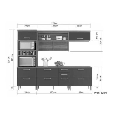 Cozinha Completa Princesa 4 Peças (1 Armário + 2 Balcões + 1 Paneleiro) C6p64 Freijo-off White - Nesher