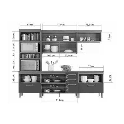 Cozinha Completa Princesa 4 Peças (1 Armário + 2 Balcões + 1 Paneleiro) C6p64 Freijo-off White - Nesher