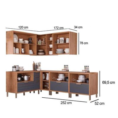 Cozinha Completa Eloise 7 Peças (3aéreos+4balcões) Cz027 Freijo-off White - Mgm