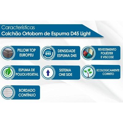 Colchão Solteiro Espuma D45 Light (88x188x17) Ortobom
