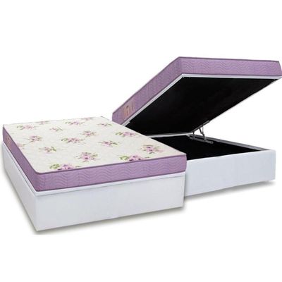 Cama Box Baú Casal Colchão Molas Ensacadas Ortobom D23 Physical Super Resistente + Base Crc Courano White(138x188)