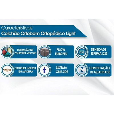 Cama Box Baú C/auxiliar Solteiro: Colchão Anatômico Ortobom Ortopédico Light + Base Crc Courano White(88x188)