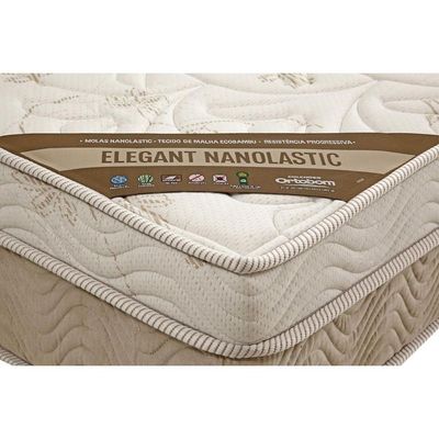 Cama Box Baú C/auxiliar Solteiro: Colchão Molas Ortobom Nanolastic Elegant + Base Crc Courano Branco(88x188)