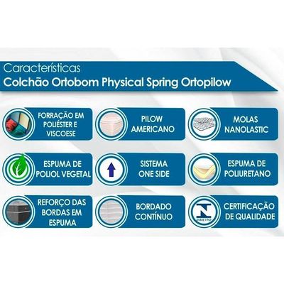 Cama Box Baú King Colchão Molas Bonnel Ortobom Nanolastic Physical Spring + Base Crc Courano Black(186x198)
