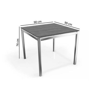 Sala De Jantar Reno C- Tampo De Madeira 90cm + 4 Cadeiras Cromada-preto 110