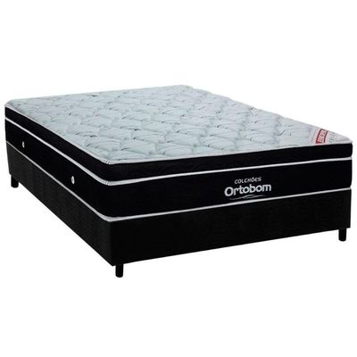Cama Box Casal Colchão Molas Ensacadas Ortobom Superpocket Elegant + Base Crc Suede Black(138x188)