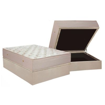 Conjunto Box Baú Casal: Colchão Espuma Ortobom Masterpocket Orthotel Superluxo + Base Crc Suede Clean(138x188)