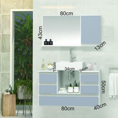 Conjunto Gabinete Polo 80cm Branco Cinza