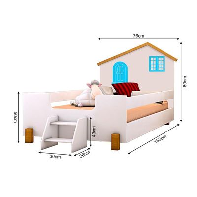 Cama Montessoriana Infantil Juvenil Belissima Azul - Branco E Mel + Colchão - Branco