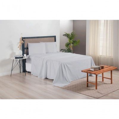 Jogo De Lençol Versatile Ponto Palito Completo 4 Peças Casal Micropercal cinza
