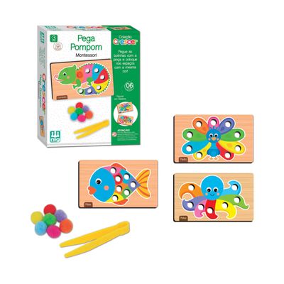 Jogo Educativo Pega Pom Pom Montessori Nig - 0461