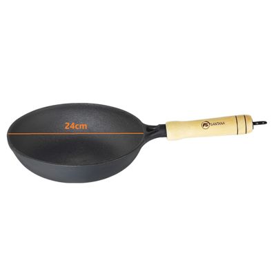 Frigideira Wok Ferro Fundido Tampa Ferro Santana 24 Cm