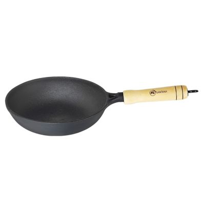 Frigideira Wok Ferro Fundido Tampa Ferro Santana 24 Cm