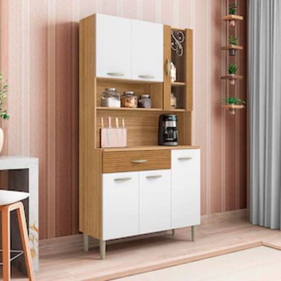 Cozinha Compacta Kits Paraná Golden com 6 Portas, 1 Gaveta e 1 Prateleira Freijó/Patina/Ripado
