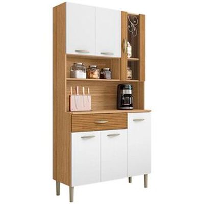 Cozinha Compacta Kits Paraná Golden com 6 Portas, 1 Gaveta e 1 Prateleira Freijó/Patina/Ripado