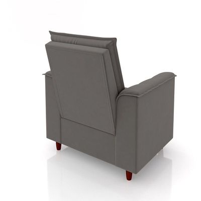 Poltrona Decorativa Amamentação Reforçada E Puff Luly Suede cinza