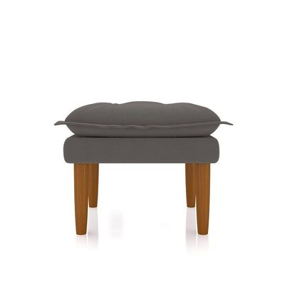 Poltrona Decorativa Amamentação Reforçada E Puff Luly Suede cinza